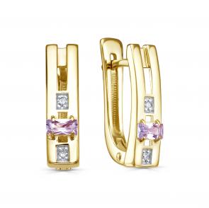 Серьги из лимонного серебра KABAROVSKY с аметистом и бриллиантом K12-889-5331 фото