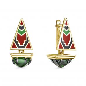 Серьги из золочёного серебра KABAROVSKY с эмалью и алпанитом K12-892-60491 фото