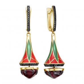 Серьги из лимонного серебра KABAROVSKY с фианитом, эмалью и алпанитом K12-893-60381 фото