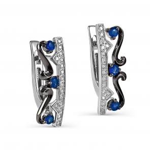 Серебряные серьги KABAROVSKY с фианитом и сапфировым корундом K12-899-32889 фото