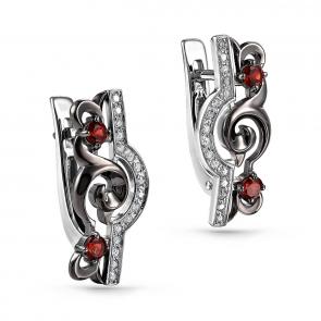 Серебряные серьги KABAROVSKY с фианитом и гранатом K12-900-3589 фото