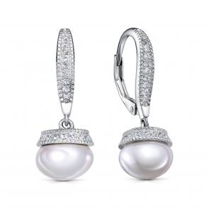 Серебряные серьги KABAROVSKY с фианитом и жемчугом K12-9050-1500 фото