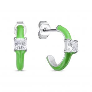 Серебряные серьги KABAROVSKY с фианитом и эмалью K12-9051-7905 фото