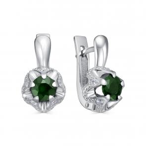 Серебряные серьги KABAROVSKY с фианитом и изумрудом K12-910-1200 фото