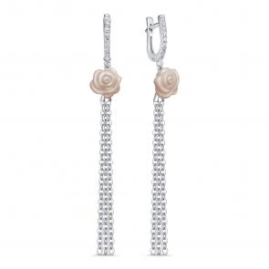 Серебряные серьги KABAROVSKY с фианитом и фарфором K12-920-12200 фото
