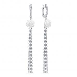 Серябряные серьги KABAROVSKY с фарфором и фианитом K12-920-13900 фото