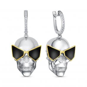 Серебряные серьги KABAROVSKY с фианитом и эмалью K12-928-7902 фото