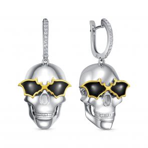 Серебряные серьги KABAROVSKY с фианитом и эмалью K12-929-7902 фото