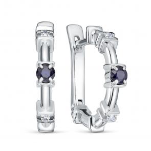 Серебряные серьги KABAROVSKY с бриллиантом и сапфиром K12-951-1100 фото