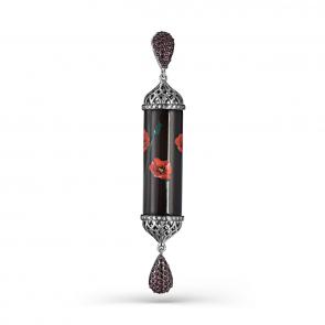 Подвеска из белого золота KABAROVSKY с бриллиантом, керамикой, топазом Swarovski и финифтью K13-11268-8522 фото