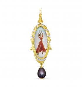 Подвеска из лимонного золота KABAROVSKY с бриллиантом, жемчугом и перламутром K13-21839-8600 фото