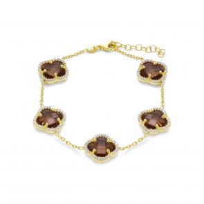 Серебряный браслет KABAROVSKY с фианитом и султанитом K14-9038-63387 фото