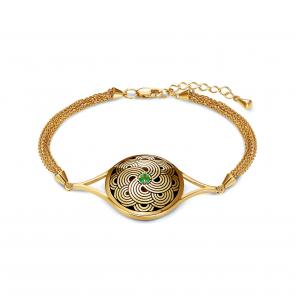 Браслет из лимонного серебра KABAROVSKY с изумрудом и эмалью K14-942-1202 фото