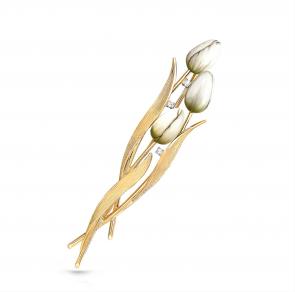 Брошь из лимонного золота KABAROVSKY с бриллиантом и финифтью K15-21003-1090 фото