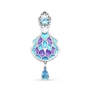 Серебряная брошь KABAROVSKY с витражной эмалью и  фианитом K15-354-40100 фото