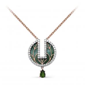 Золотое колье KABAROVSKY с бриллиантом, эмалью и хромдиопсидом K16-01769-20901 фото