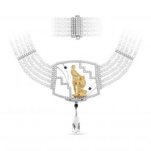 Колье из белого золота KABAROVSKY с бриллиантом, сапфиром, горным хрусталём и лунным камнем K16-11802-5500 фото