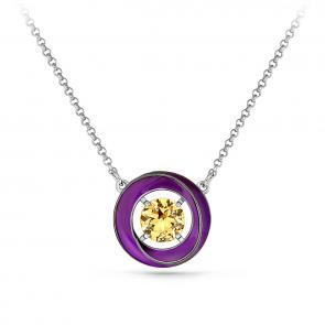 Серебряное колье KABAROVSKY с ситаллом цвета Цитрин и эмалью K16-154-7126 фото