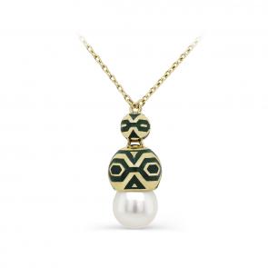 Колье из лимонного золота KABAROVSKY с жемчугом и эмалью K16-21402-1513 фото