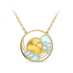  Колье из золота с янтарем Золото 585° (красное) K16-21431-10607 фото