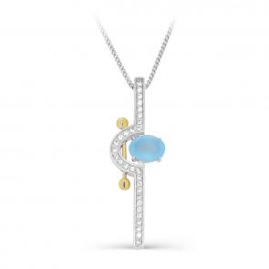 Серебряное колье KABAROVSKY с фианитом и агатом K16-297-80184 фото
