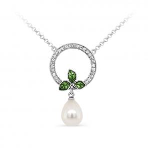 Серебряное колье KABAROVSKY с жемчугом, эмалью и Swarovski K16-311-1513 фото