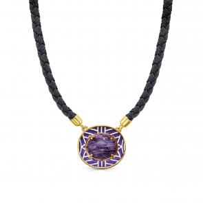  Колье из серебра с чароитом и шнуром лавсаном Серебро 925° K16-516-12990 фото