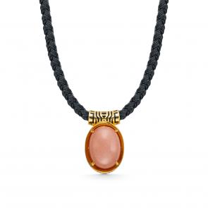 Текстильный шнурок-колье с декоративным элементом из лимонного серебра KABAROVSKY с солнечным камнем и эмалью K16-518-20502 фото