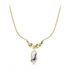 Серебряное колье KABAROVSKY с фианитом, эмалью и перламутром K16-914-6213 фото