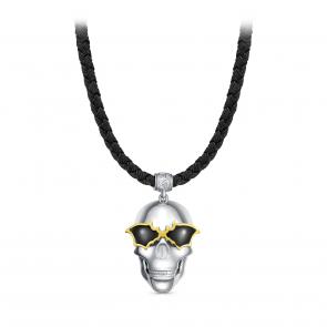 Текстильный шнурок-колье с декоративным элементом из серебра KABAROVSKY с эмалью K16-929-94002 фото