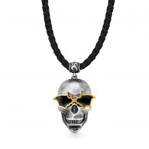 Текстильный шнурок-колье с декоративным элементом из черненого серебра KABAROVSKY с эмалью K16-929-94078 фото