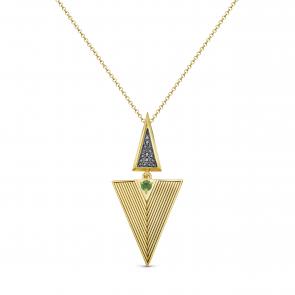  Колье из серебра с фианитом и изумрудом д Серебро 925° K16-947-1281 фото