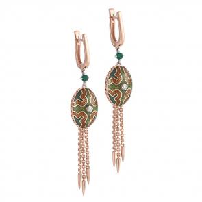 Золотые серьги KABAROVSKY с бриллиантом, ониксом и эмалью K2-0123-6001 фото