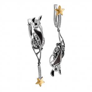 Серьги из золочёного серебра KABAROVSKY с фианитом K2-053-7901 фото