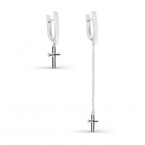 Серебряные серьги-кресты KABAROVSKY с эмалью K2-066-0002 фото