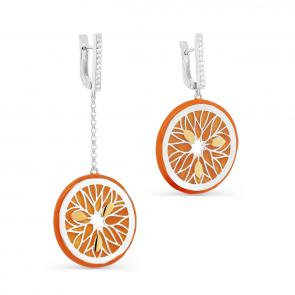 Серебряные серьги KABAROVSKY с фианитом и эмалью K2-086-7923 фото