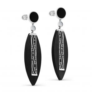 Серебряные серьги KABAROVSKY с перламутром, эмалью и деревом Граб K2-098-80002 фото