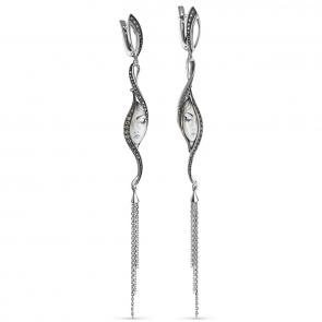 Серьги из белого золота KABAROVSKY с финифтью и коньячным бриллиантом K2-1100-1022 фото