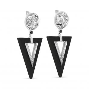 Серебряные серьги KABAROVSKY с фианитом и дерево грабом K2-144-80000 фото