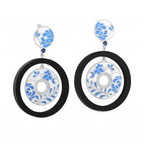 Серебряные серьги KABAROVSKY с фианитом и дерево грабом K2-198-80001 фото