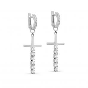 Серебряные серьги-кресты KABAROVSKY с фианитом K2-206-7900 фото