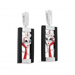 Серебряные серьги KABAROVSKY с фианитом и дерево грабом K2-212-80001 фото