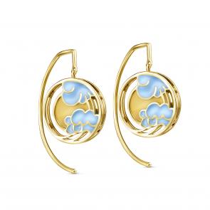 Серьги из лимонного золота KABAROVSKY с янтарём и эмалью K2-2143-10601 фото