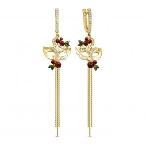 Серьги из лимонного золота KABAROVSKY с бриллиантом и эмалью K2-2178-1018 фото