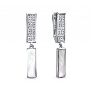 Серебряные серьги KABAROVSKY с фианитом и перламутром K2-228-6200 фото