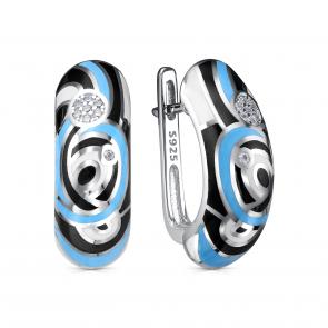 Серебряные серьги KABAROVSKY с фианитом и эмалью K2-9133-7901 фото