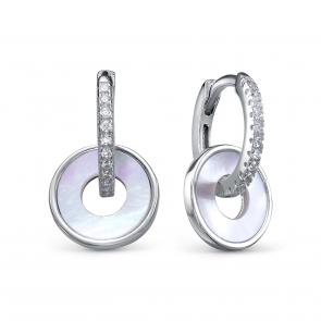 Серебряные серьги KABAROVSKY с фианитом и перламутром K2-9138-6200 фото