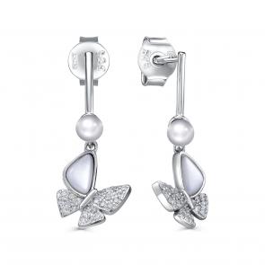 Серебряные серьги KABAROVSKY с фианитом, жемчугом и перламутром K2-9139-6200 фото