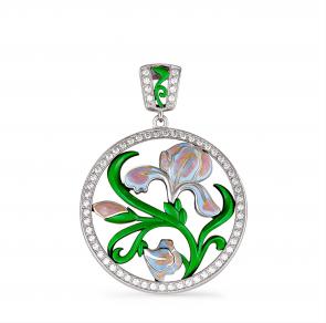 Серебряная подвеска KABAROVSKY с керамикой, эмалью и Swarovski K3-002-8101 фото
