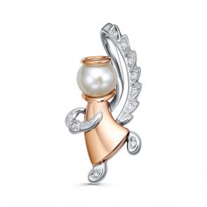 Золотая подвеска KABAROVSKY с бриллиантом и жемчугом K3-0029-1500 фото